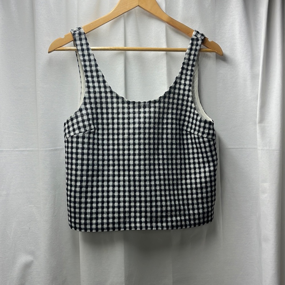 Club Monaco Black and White Checker Long Crop Top- Sz X-Small